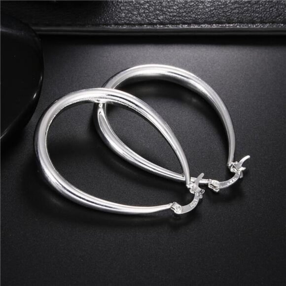 Silver Hoop Earrings 925 Sterling Smooth Circle 41mm Gift Charm Jewelry - Picture 7 of 9